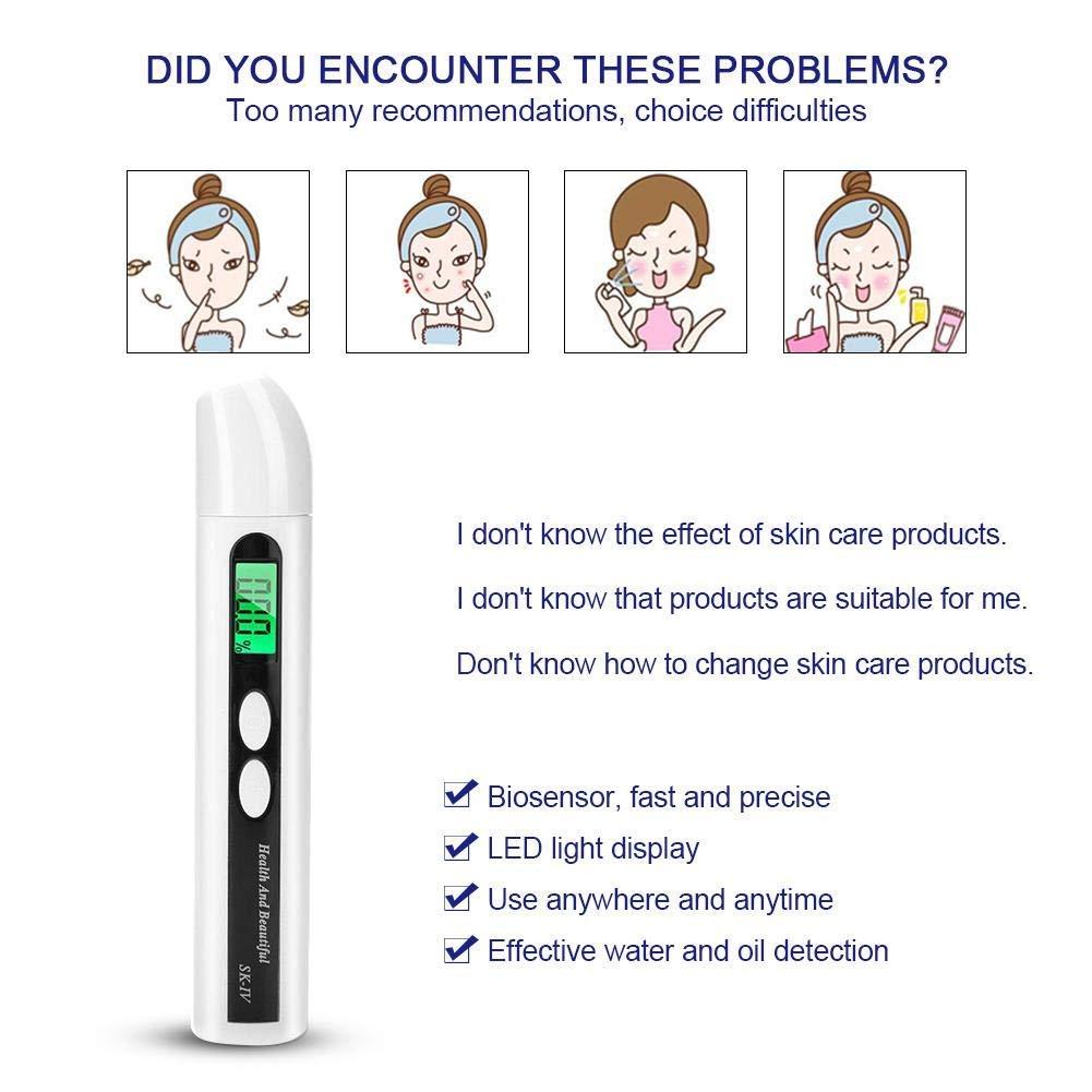 Zerone Skin Moisture Analyzer Portable, 0~99.9% Skin Moisture Detector Digital LCD Skin Face Moisture Oil Analyzer Monitor Tester Detector