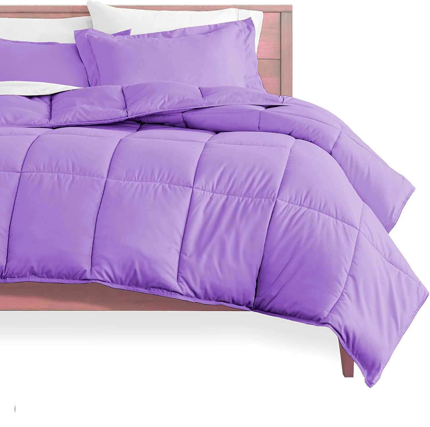 Daksh Linen Daksh Linen California King Bed in a Bag 7-Pieces 1000 Thread Count Lilac Comforter Set with Sheets (Comforter + Flat + Fitted 18\'\' + 4 Pillowcases) 500 GSM All Season Bedding Sets