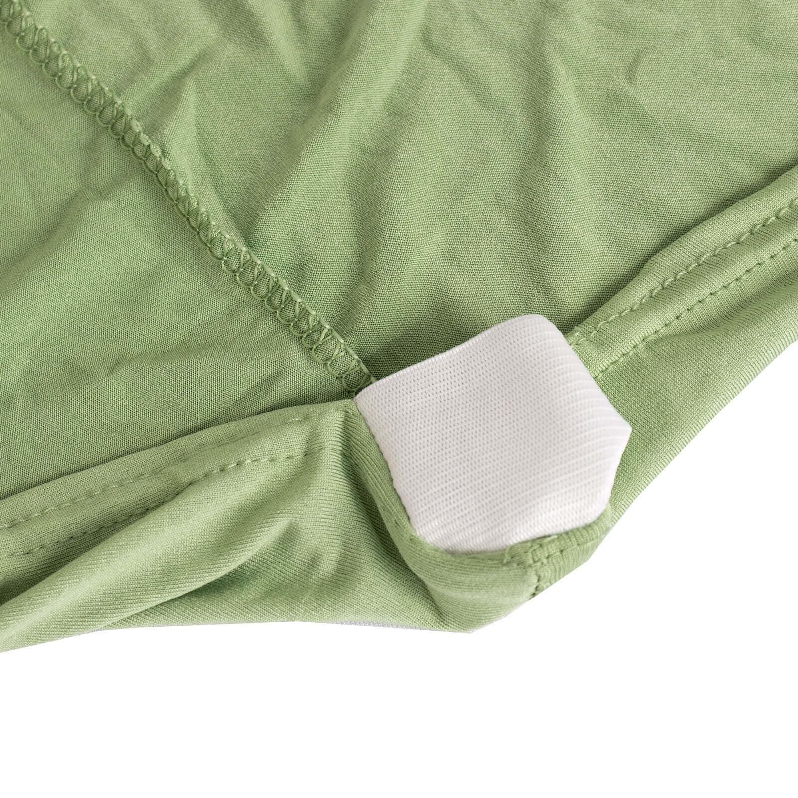 Balsa Circle Balsa Circle Sage Green Spandex Folding Chair Cover Silver Rhinestone Buckled Sash Band Wedding Linens Decorations Reception Supplies