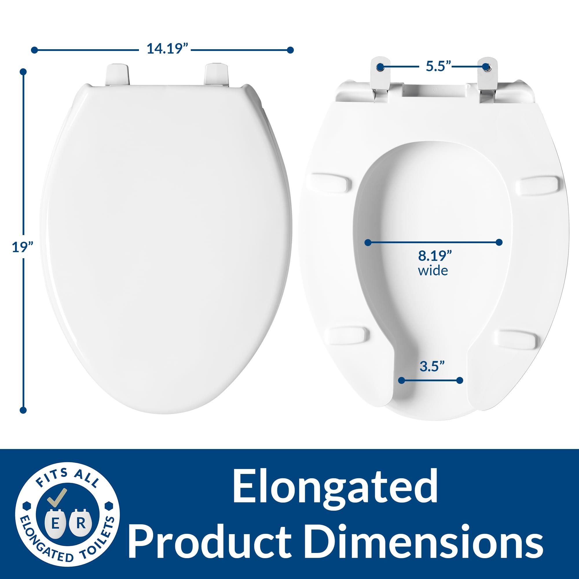 Bemis Bemis 1950 000 Commercial Heavy Duty Open Front Toilet Seat with Cover, Plastic, 1 Pack Elongated, White