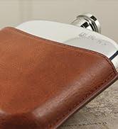 English Pewter Company Sheffield, England English Pewter Company 6oz Pewter Liquor Hip Flask with Luxury Brown Leather Pouch [PLF01]