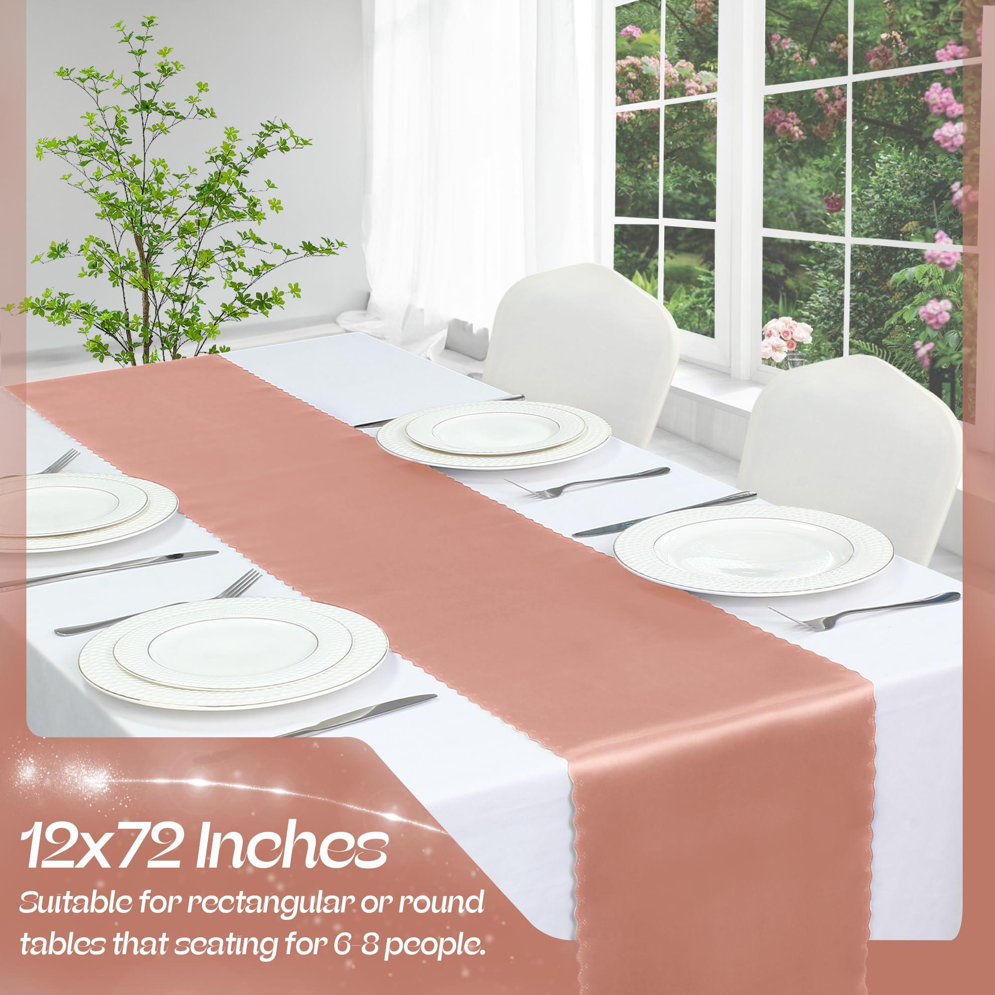 VACVELT VACVELT 6 Pack Satin Table Runners 12 x 72 Inches Long, Rose Gold Table Runners Wedding Table Runner Decorations, Bright Smooth Table Runners for Birthday Party Banquet Graduation Engagements