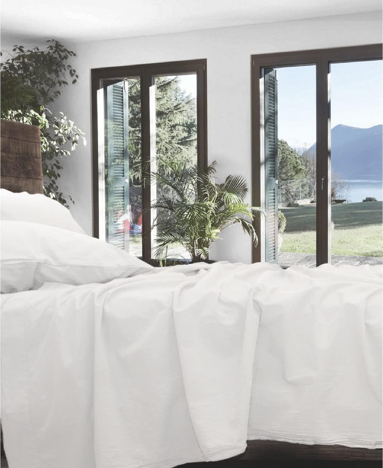 Femini Fashion Extra-Deep-Pockets 1000-Thread-Count 100% Egyptian-Cotton Bed Sheets, 4-PC Sheet Set, Single Ply Long-Staple Yarns, Breathable Sateen Weave, Fits Mattress Upto 20" Deep Pocket - (Queen, White)