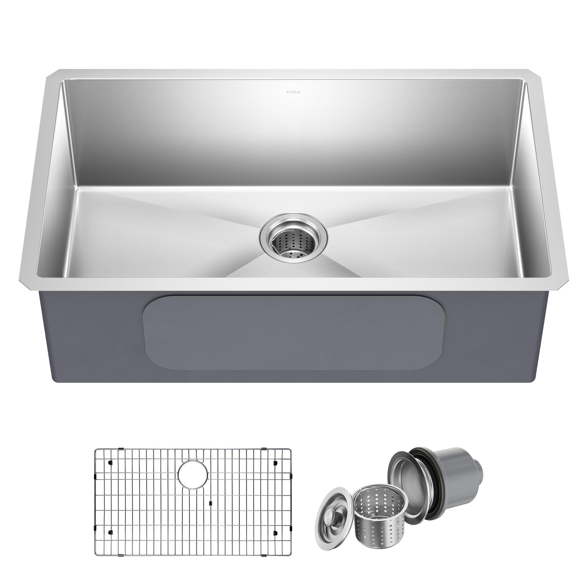 Kraus Kraus KHU100-32 Standart PRO 16 Gauge Undermount Single Bowl Stainless Steel Kitchen Sink, 32 Inch