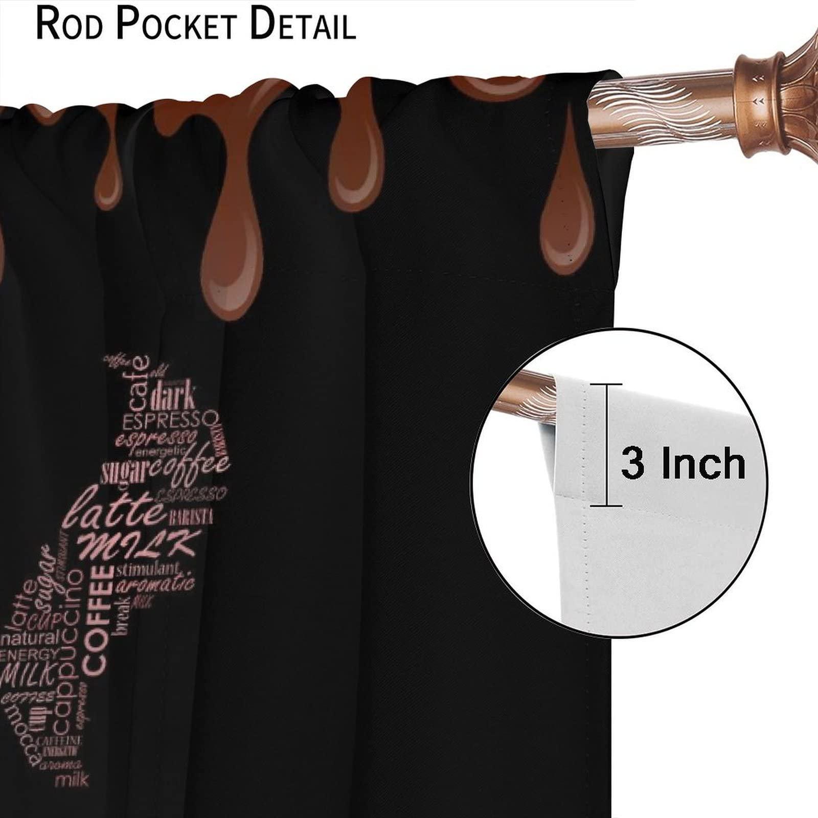 SENRUEGT Coffee Themed Curtains, Chocolate Coffee Cups Retro Living Room Kitchen Cafe Window Treatments Drapes 72x63in