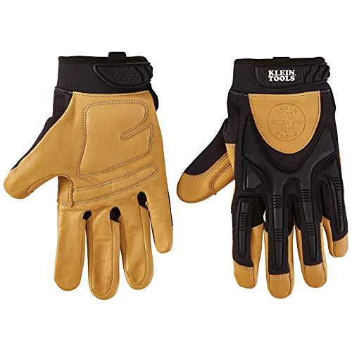 Klein Tools Klein Tools 60188 Work Gloves, Professional Grade Leather Gloves with Knuckle and Finger Protection, Thumb Reinforcement, Mesh Back, Large