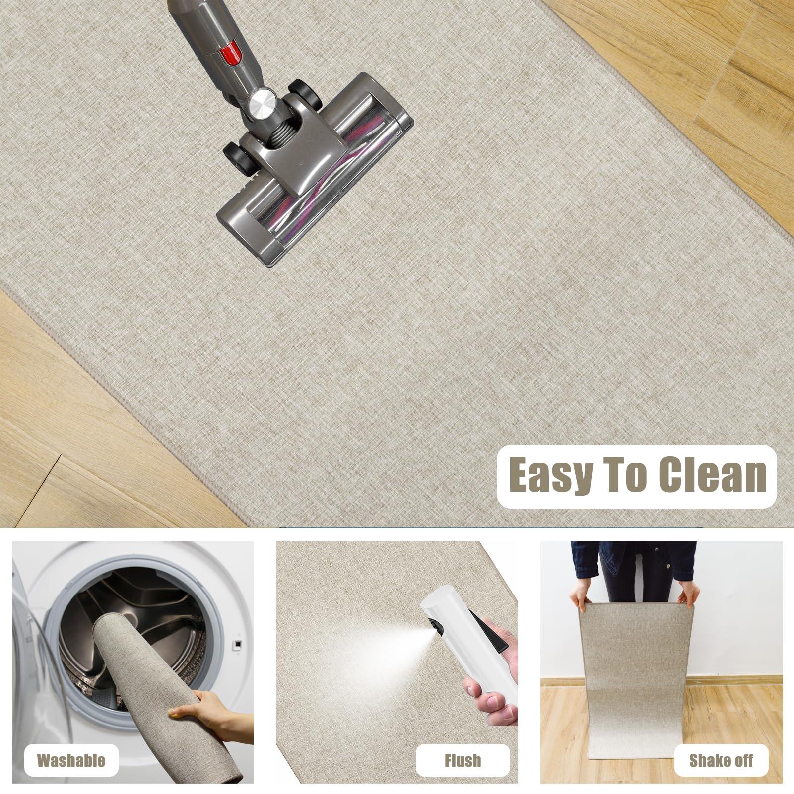 Yancorp Yancorp 2\'x3\' Ultra Thin Door Mat Indoor for Inside Entry Way Very Thin Floor Mats Fit Under Door Ultra Thin Beige Bath Mat Under Door Super Thin Front Door Mat Outdoor Rug Non Slip Washable