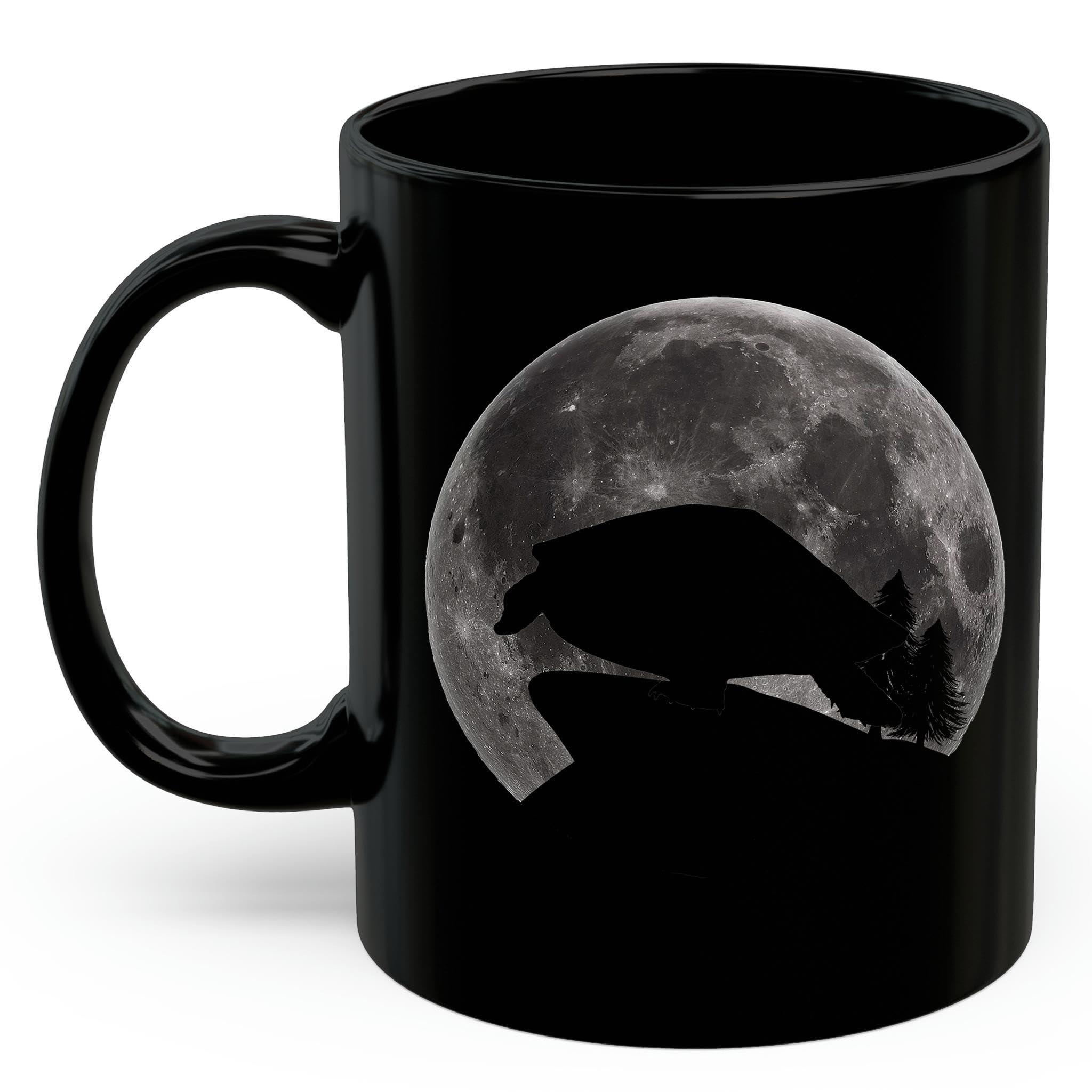 Lovesout Pink Belly Sideneck Turtle Silhouette Moon Night Coffee Mug Black Ceramic 11oz Wild Animal Lover Gifts