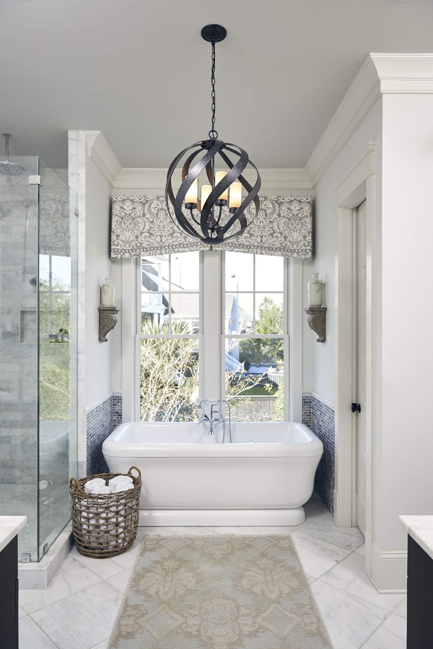 Quoizel Quoizel Blacksmith Pendant Lighting, 20 Inch 4-Light Old Black Mystical Orb Light, Clear Seeded Glass, Max Adjustable Height 77\", Ceiling Light for Kitchen Island, Dining, Hallway or Bedroom