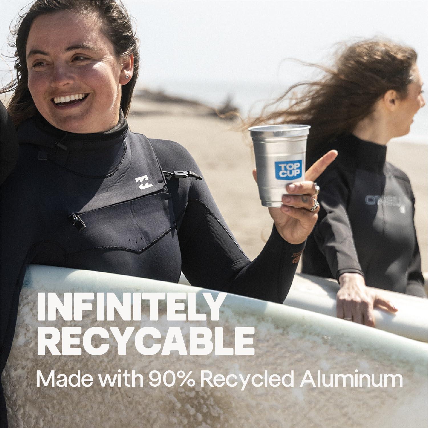 Top Cup Top Cup by Ball 20 Ounce, 30 Count, Reusable Aluminum Party Cups | Cold-Holding, Recyclable, Made in USA