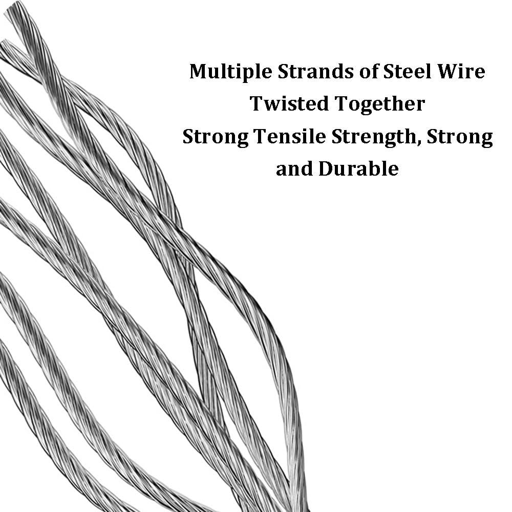 WIGING Stainless Steel Wire Rope, Garden Climbing Plants Suspension Wire Rope with 5 Clamps, 2 Snaps, 1 Wrench for Outdoor Craft Curtains Fence(4m/13.12ft)