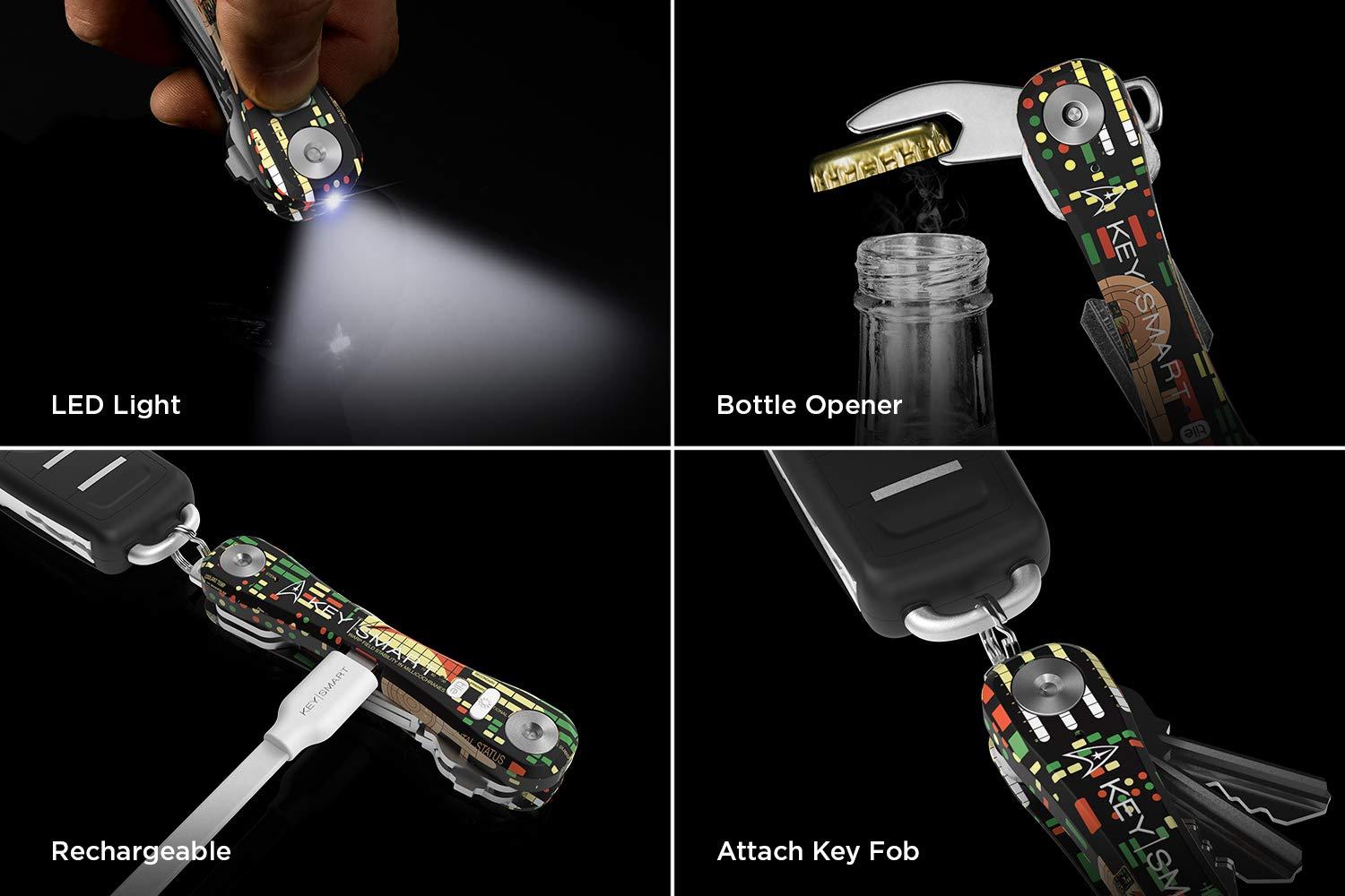 KEY SMART KeySmart Pro - Key Holder w Tile Smart Technology Bluetooth Tracker - w Bottle Opener (up to 14 Keys, Star Trek The Original Series)