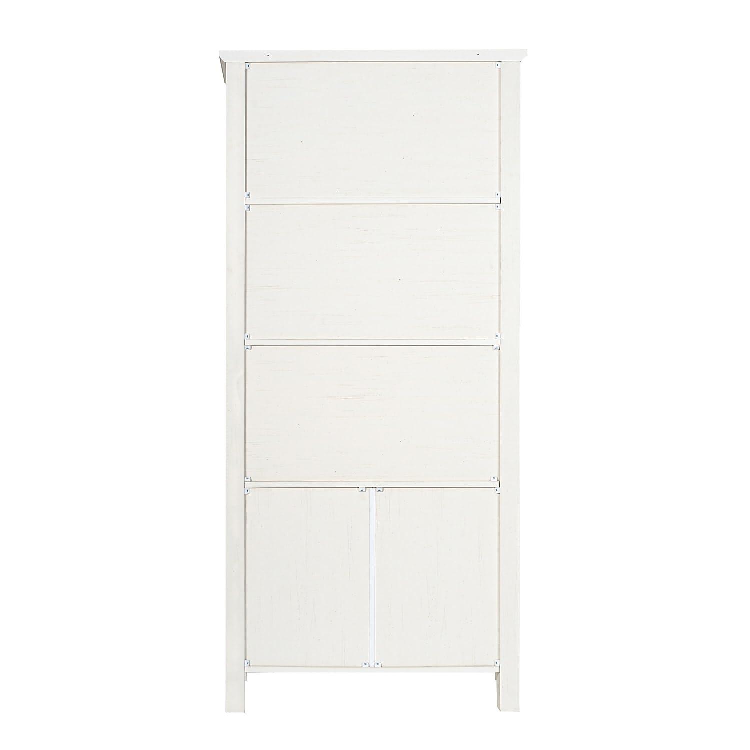 Flash Furniture Flash Furniture Stella Modern Farmhouse Wooden Bookcase and Storage Cabinet with Tempered Glass Doors and 3 Upper Shelves, Set of 1, White