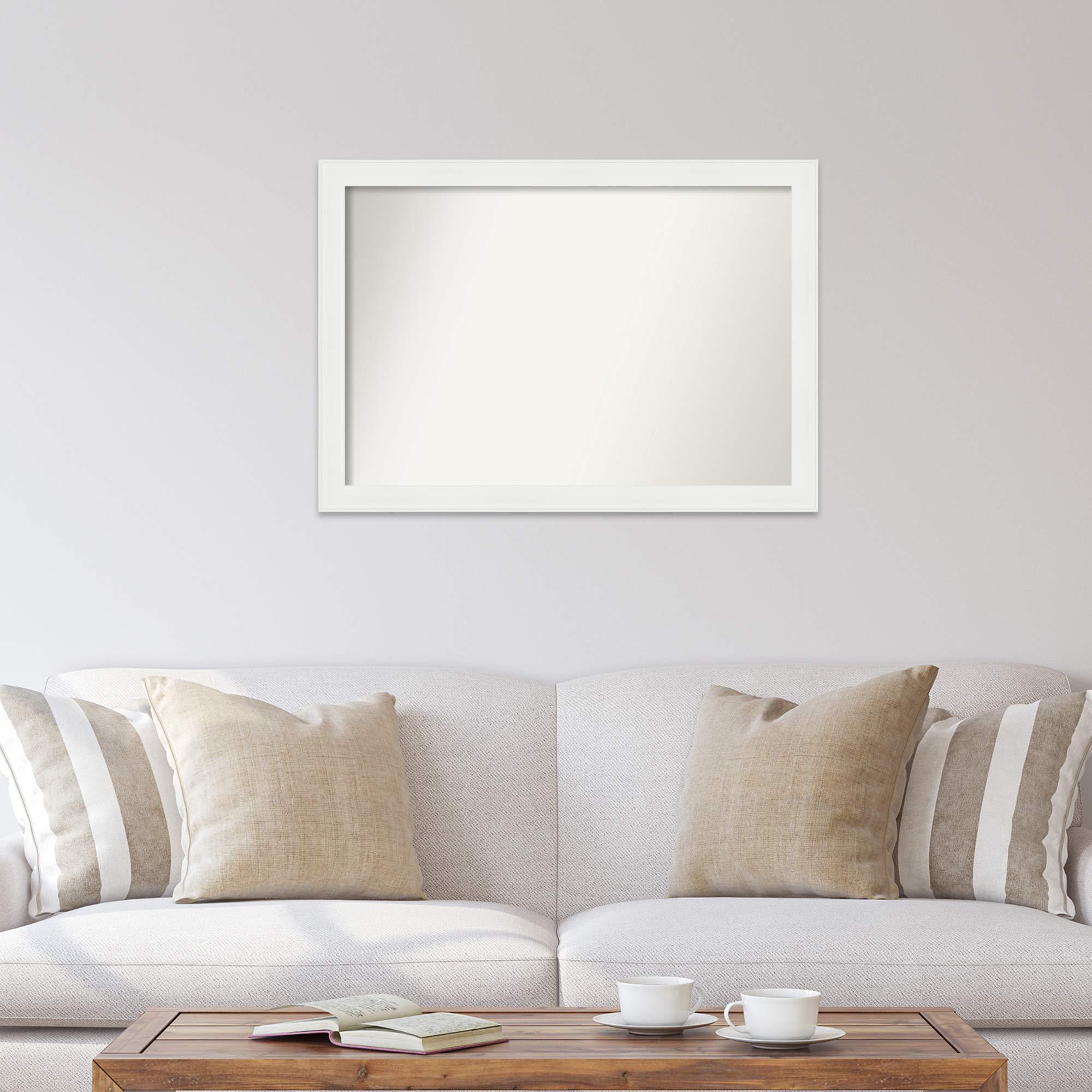 Amanti Art Amanti Art White Bathroom Mirror for Over Sink, 27x38 Custom Made Vanity White Narrow Rectangle Vanity Mirror, Large Casual Wood Frame, Hangs Horizonally and Vertically, Wall Decor from WI, USA