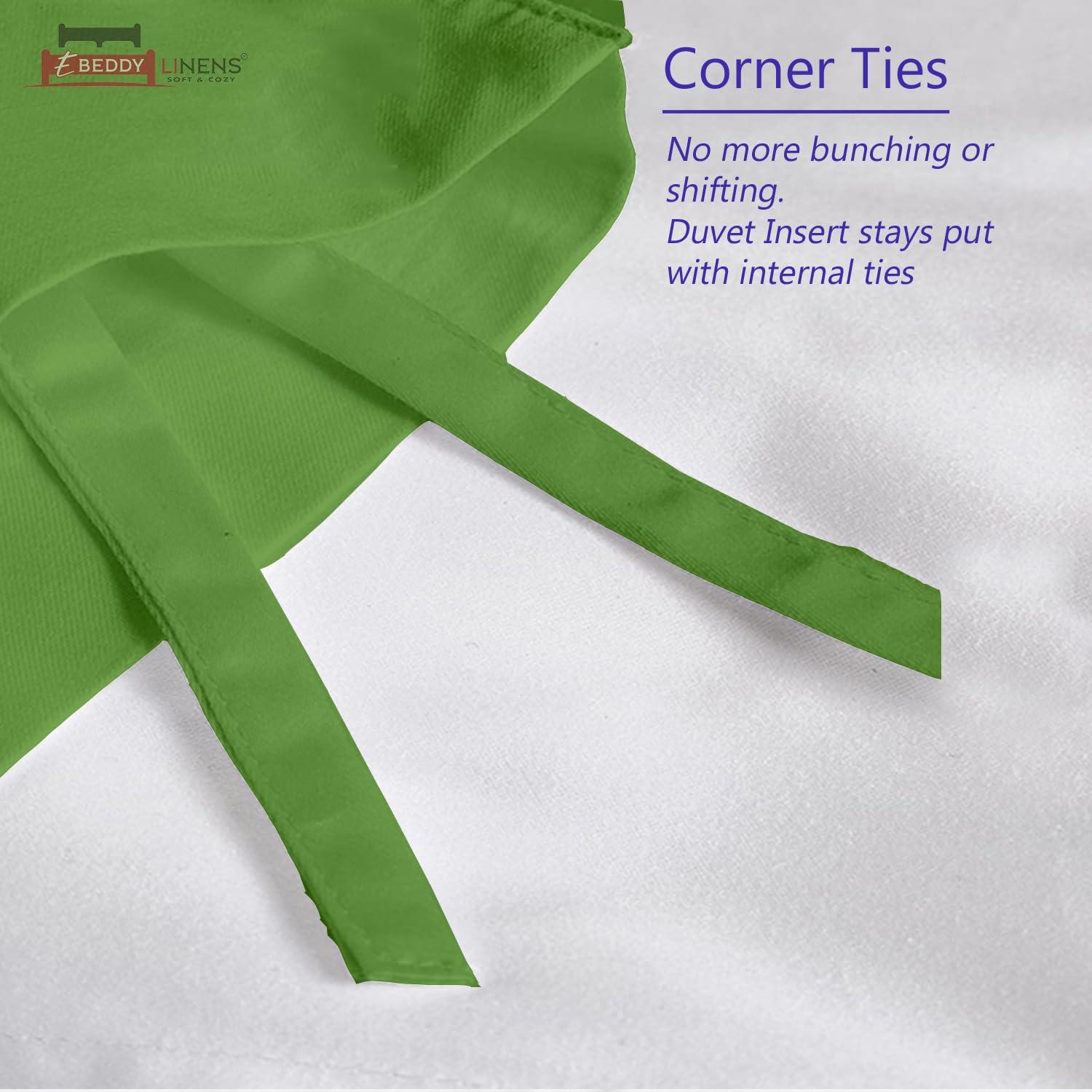 eBeddy Linens eBeddy Linens Pinch Pleated Pintuck Duvet Cover Set Full 80x90 Inch 100% Microfiber Soft and Breathable 3 Pieces Premium Comforter Cover Zipper Closure & Corner Ties, Moss