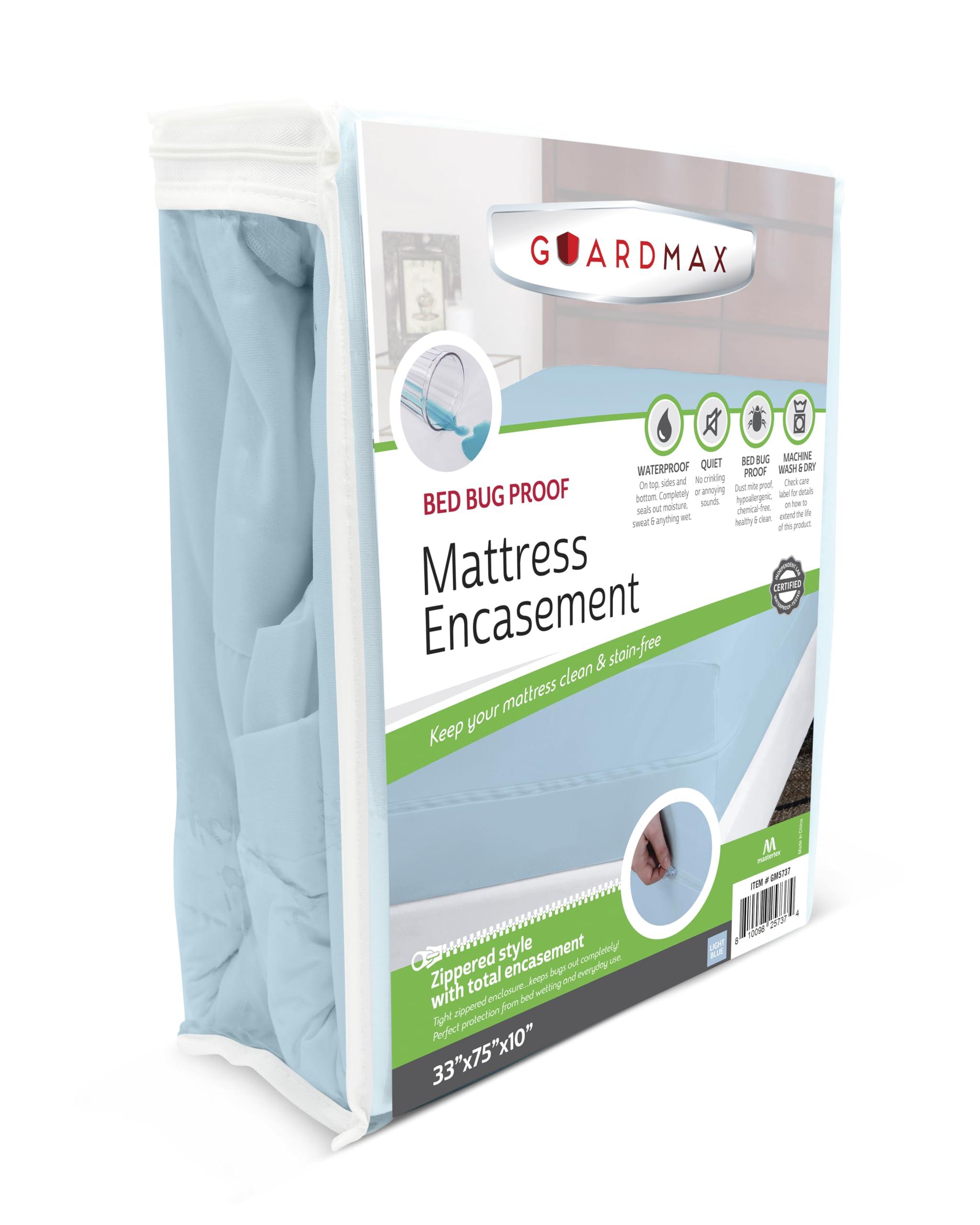 Guardmax Guardmax Premium Cot Size Zippered Mattress Encasement - Waterproof and Bed Bug Proof Mattress Protector - Protects Against Dust Mites, Bedbugs, Dust, Dirt, Stains, Spills, and Allergies.