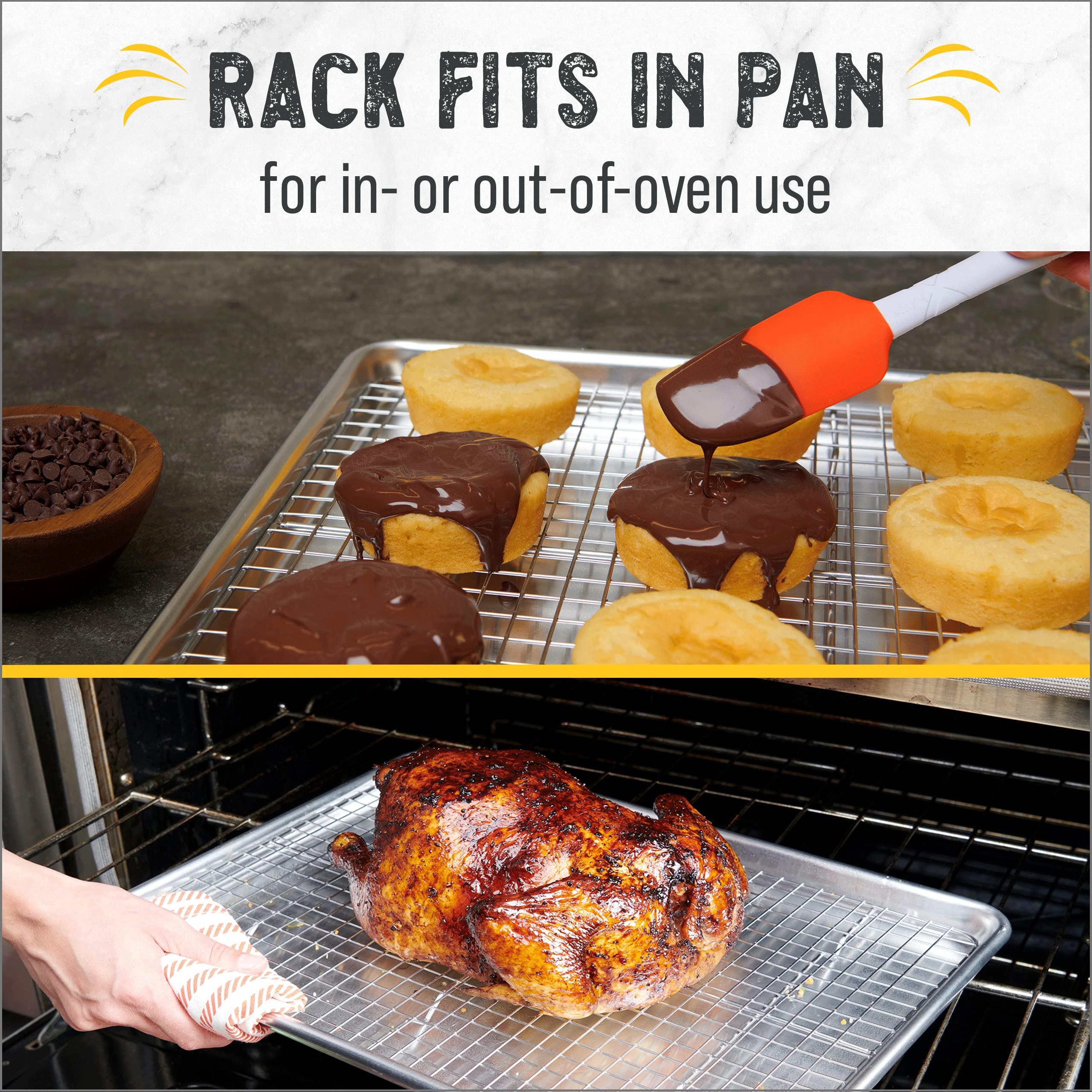 Checkered Chef Checkered Chef Baking Sheet Pan and Cooling Rack - Half Sheet, 18\" x 13\" Aluminum Cookie Sheets and Stainless Steel Wire Rack for Baking