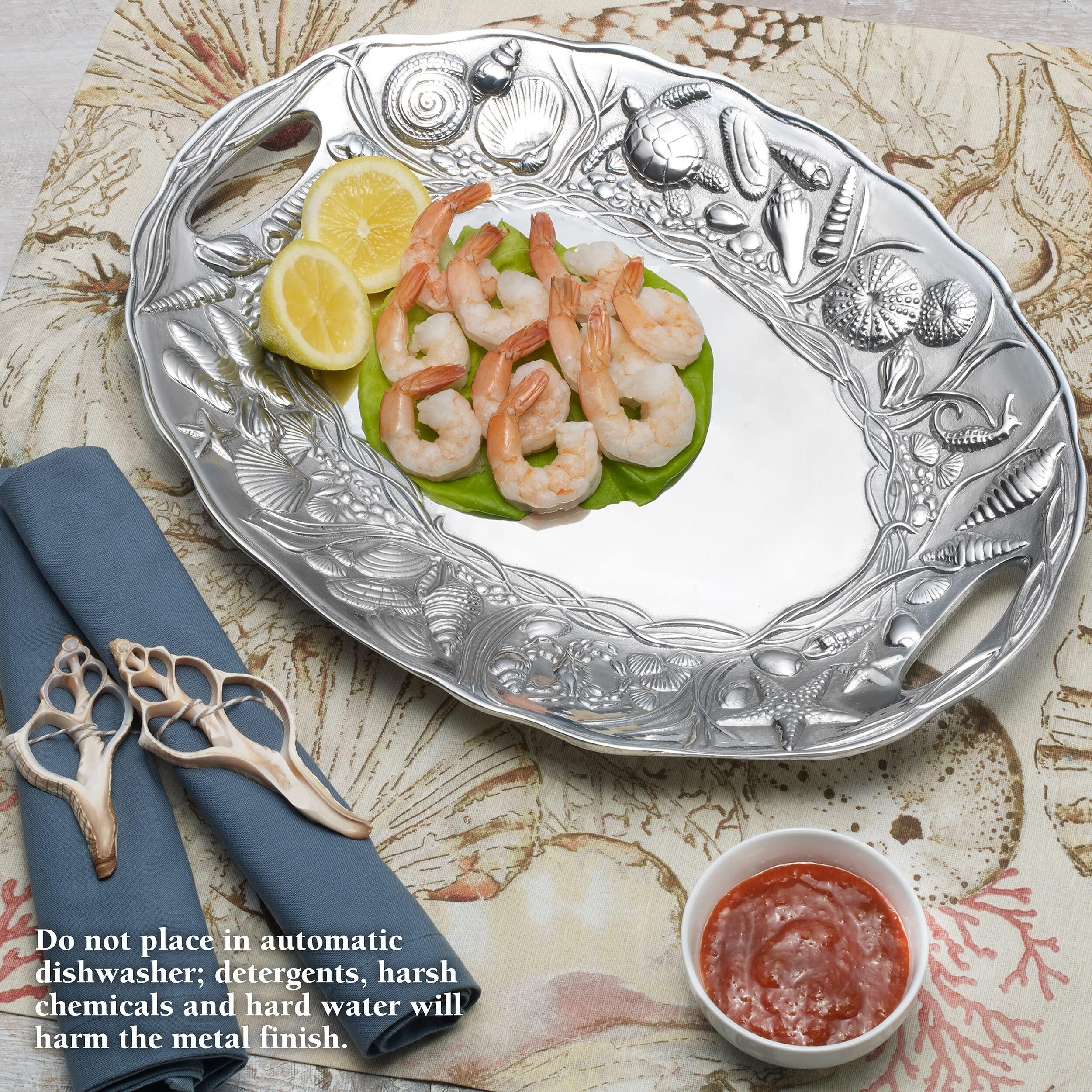 Wilton Armetale Wilton Armetale Coastal Handle Serving Tray, 16-Inch-by-11.75-Inch, Silver