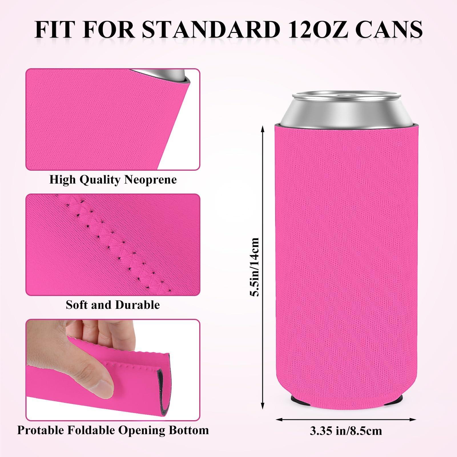 Bohaluo Custom Slim Can Cooler Sleeve Neoprene Can Cooler Bulk Personalized Blushpink Collapsible Insulated Drink Holder for Anniversary Wedding Birthday Gifts Party Favors(100 Pack)