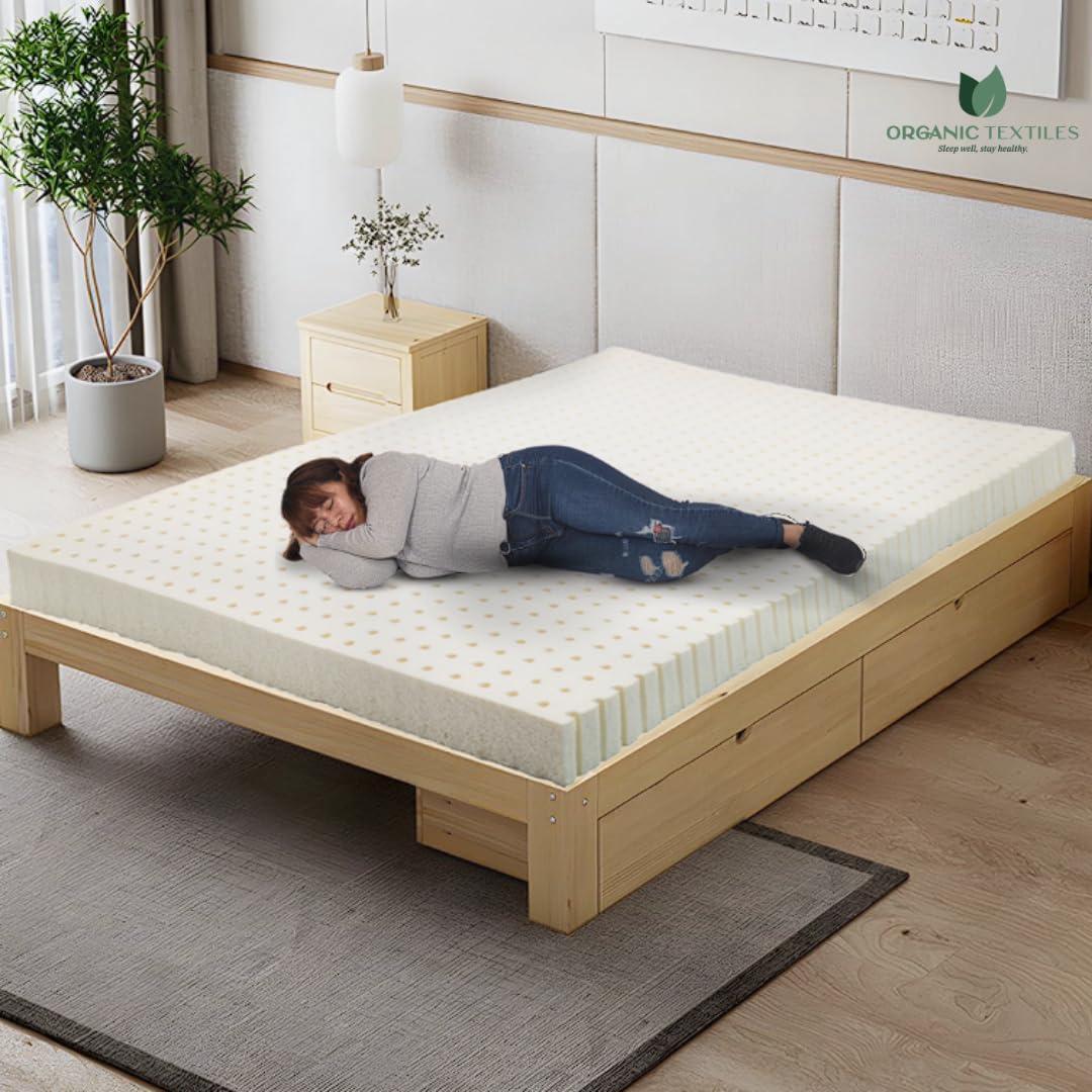ORGANIC TEXTILES 3\" Inch Organic Latex Mattress Topper Pad (Medium, Full Size) GOLS Certified, Back Pain Relief Support, Hypoallergenic, Cooling and Breathable