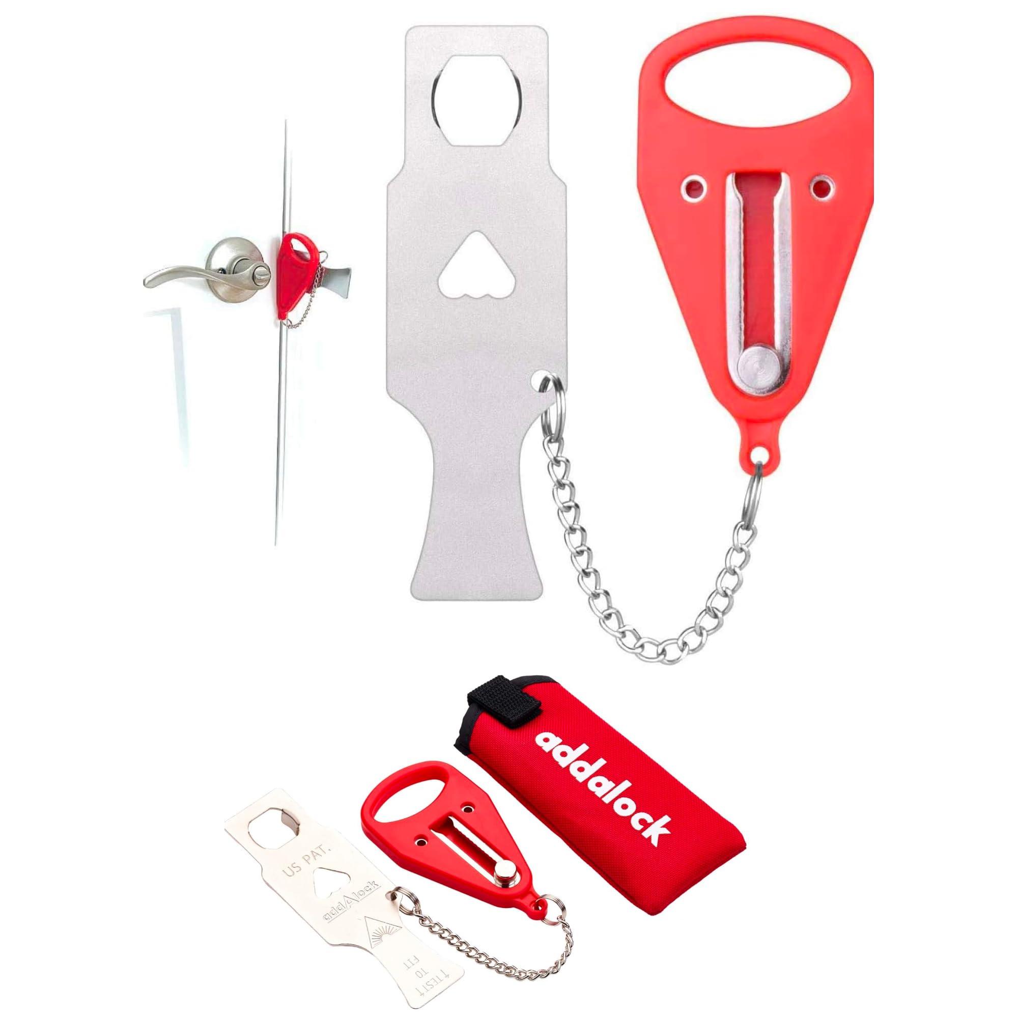 Rishon Enterprises Inc. Addalock The Original Portable Door Lock for Travel & Home Security, Durable 1-Piece Door Latch Lock for Houses, Apartments, Hotels, Motels, Dorms & AirBnBs - Lock The Door & Stay at Home or Away