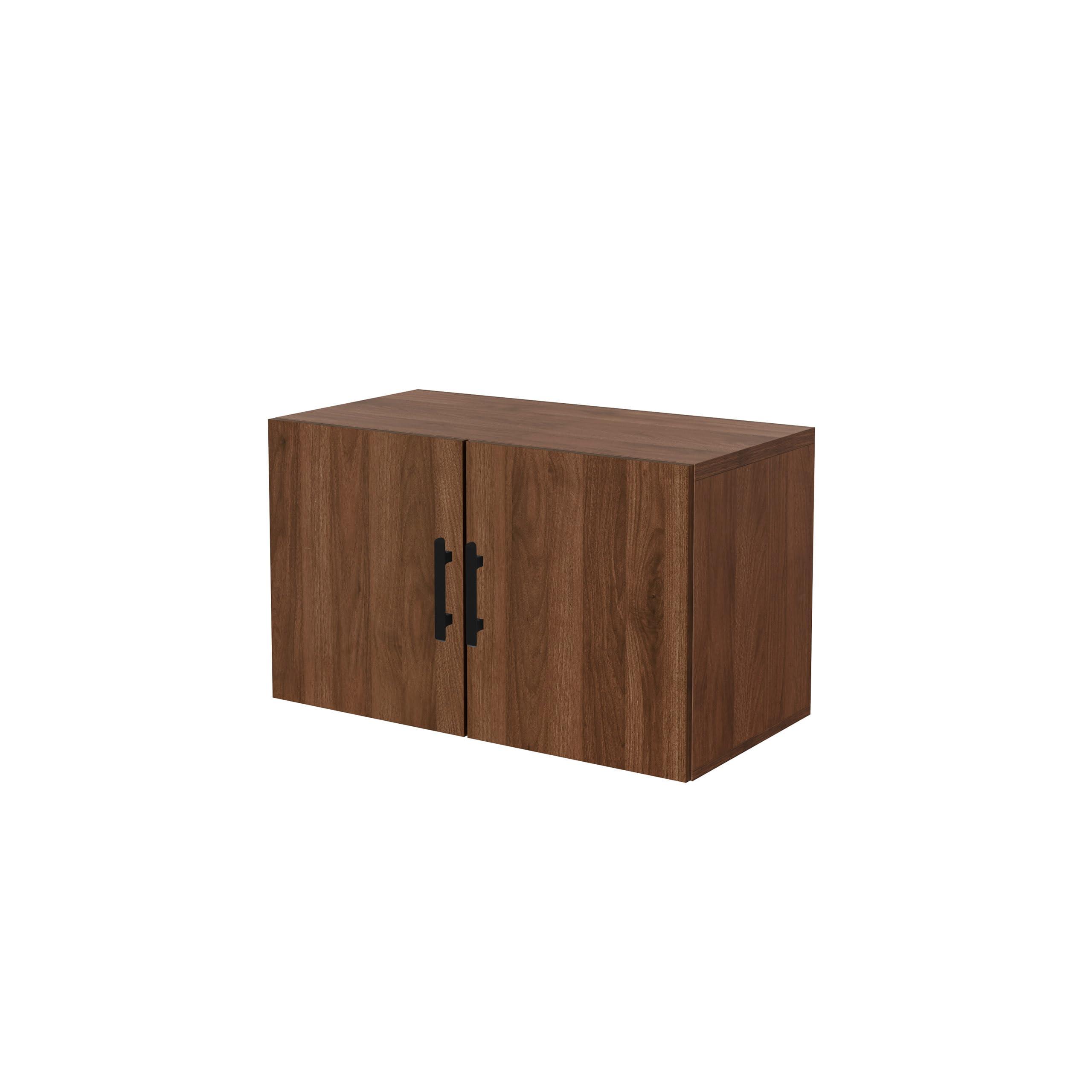UPLIFTDESK UPLIFTDESK MoPac Overhead Cabinet (Walnut) with Black Handles