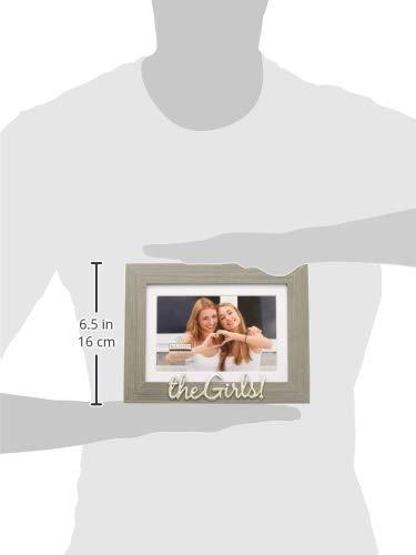 Malden Malden International Designs 4x6 or 5x7 The Girls! Distressed Expressions Picture Frame Silver Finish The Girls! Word Attachment Gray Textured Wood Grain Finish MDF Frame White Beveled Mat