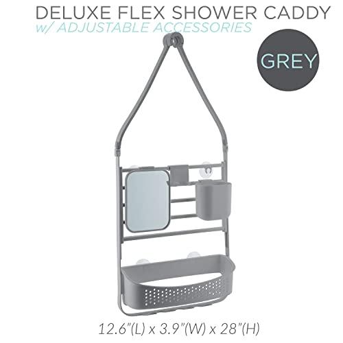 Bath Bliss Bath Bliss Deluxe Flex Adjustable Shower Caddy | 2 Hanging Options | Customizable Accessories | Bathroom Storage | Grey
