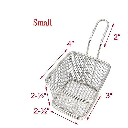 i Kito Stainless Steel Mini French Fries Basket Square Fryer Baskets, FDA Grade Kitchen Cooking Tool Food Presentation Tableware (Small 4inch 2pcs pack)