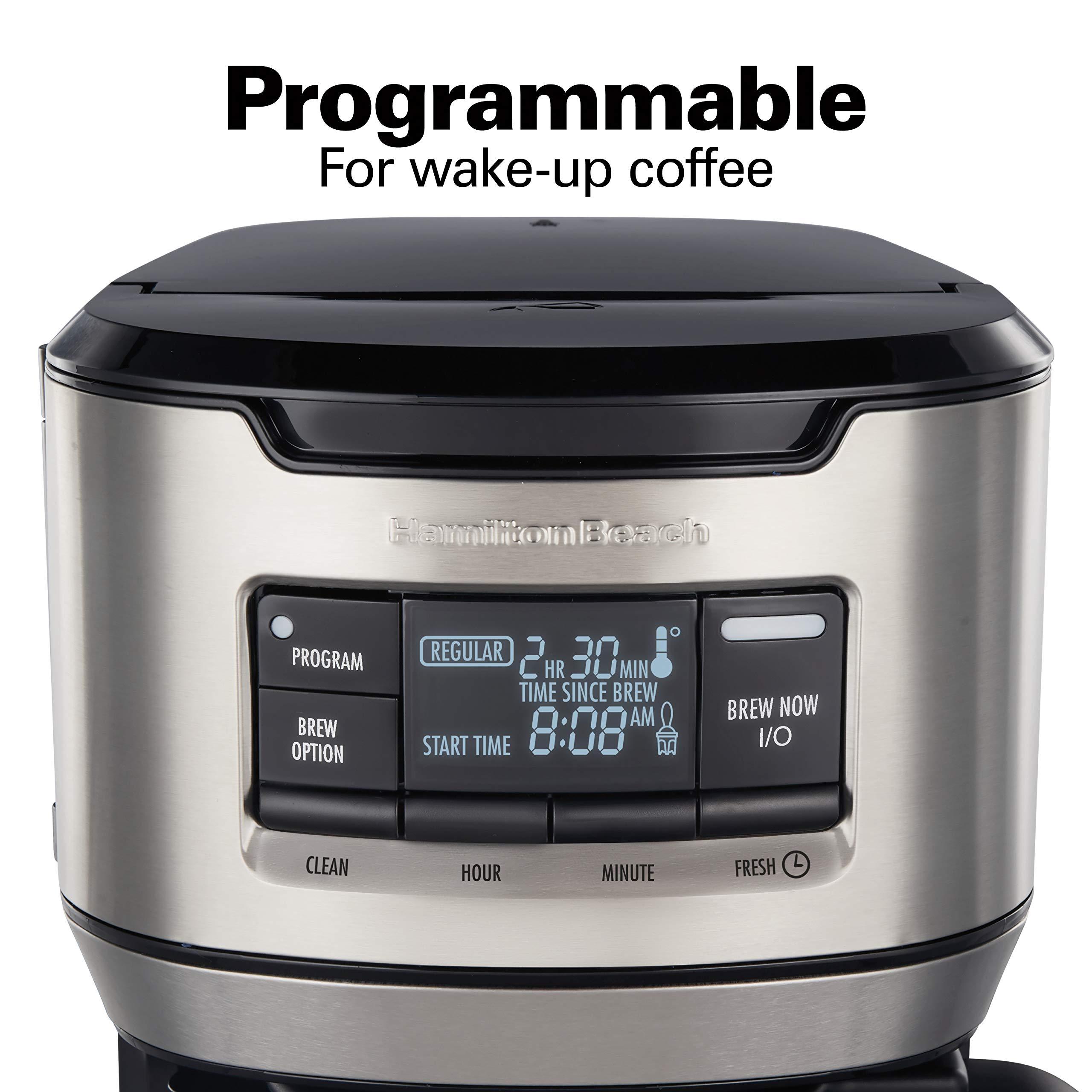 Hamilton Beach Hamilton Beach Programmable Front-Fill Coffee Maker with Thermal Carafe (46391), 12 Cup Capacity, Black and Stainless