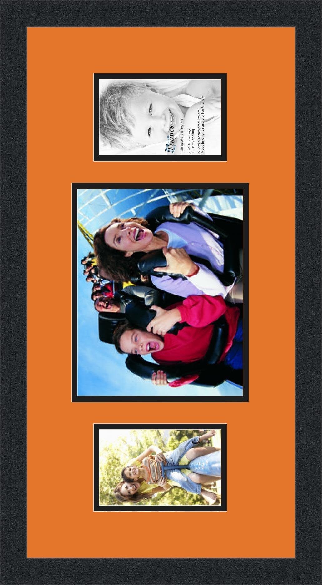 ArtToFrames ArtToFrames Collage Photo Frame Double Mat with 1 - 8x10 and 2 - 4x6 Openings and Satin Black Frame