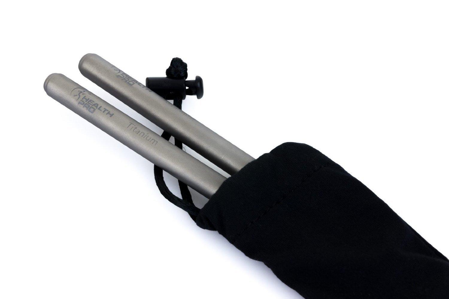 ProHealth HealthPro Titanium (TI) Super Strong Lightweight Professional Chopsticks with Storage Bag (2)