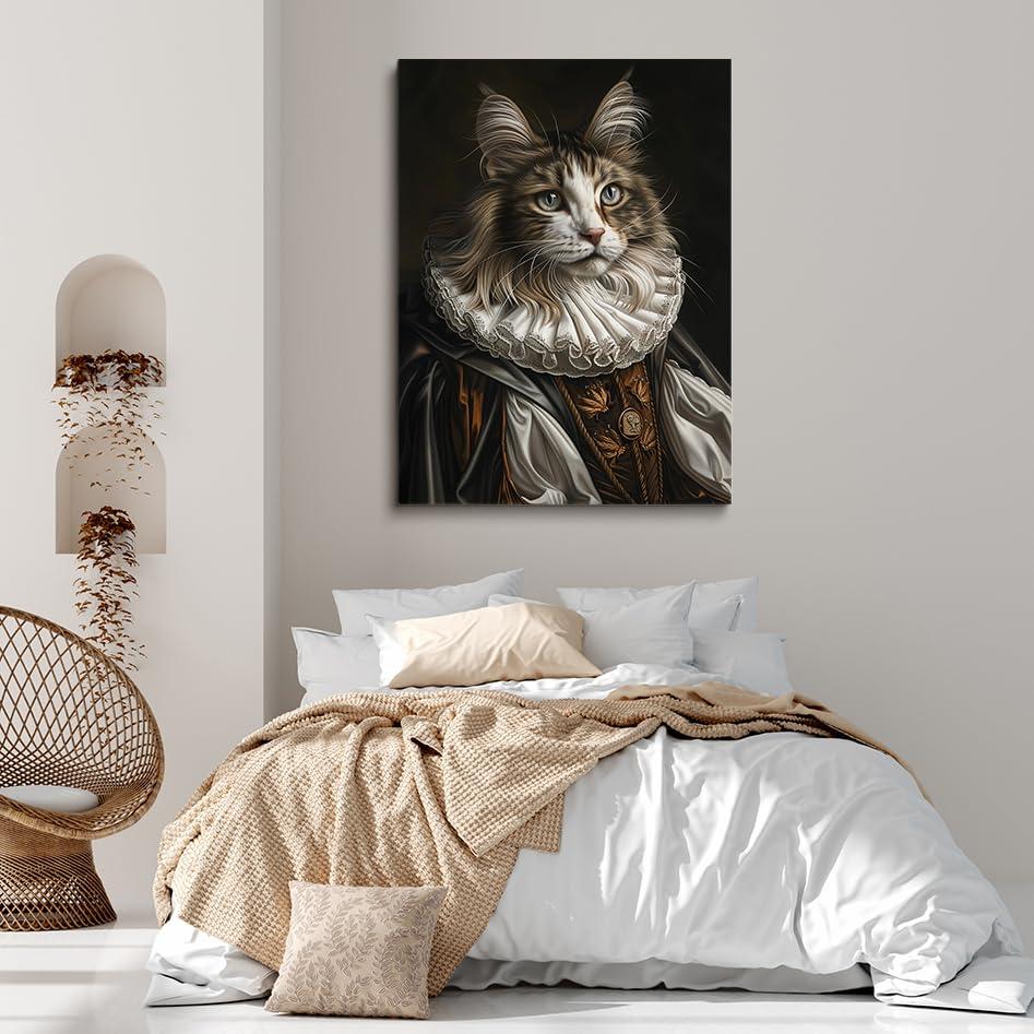 Generic Generic Royal Cat Portrait Renaissance Cat Painting Pet Lovers Gift Royal Portrait Pet Portrait gift Animal Painting Wall Decor Gothic wall art Home decoration 11x14 poster Unframed