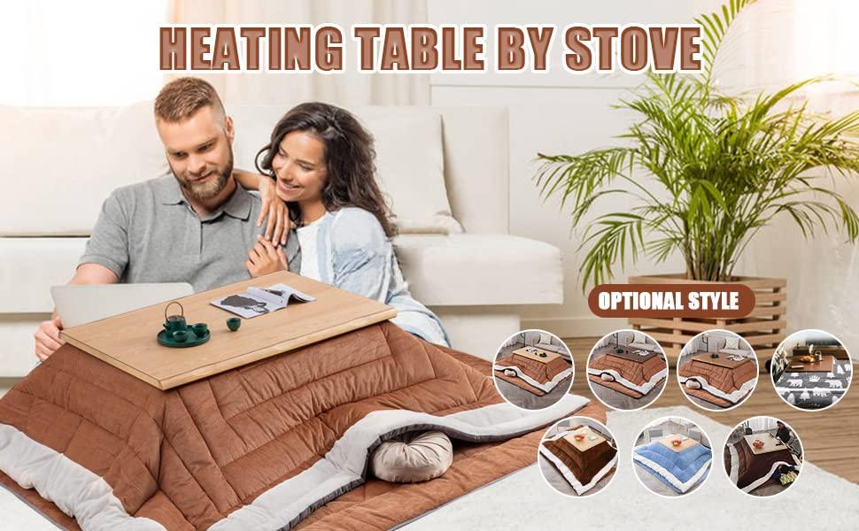 Appleya Appleya Kotatsu Table 5-Piece,Kotatsu Heated Table, Japanese Folding Storage Tatami Coffee Table Thickened Furnace Winter Roasting Stove Heating Table