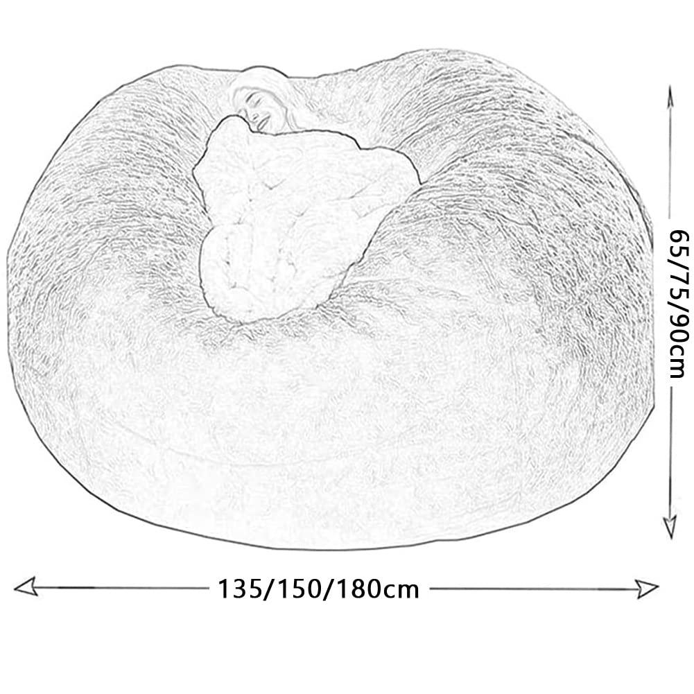 JaidWefj JaidWefj Faux Fur Bean Bag,Adults Luxurious Giant 5/6/7ft Huge Bean Bag Chair,Ultra Soft Bean Bag Chair(No Filler)