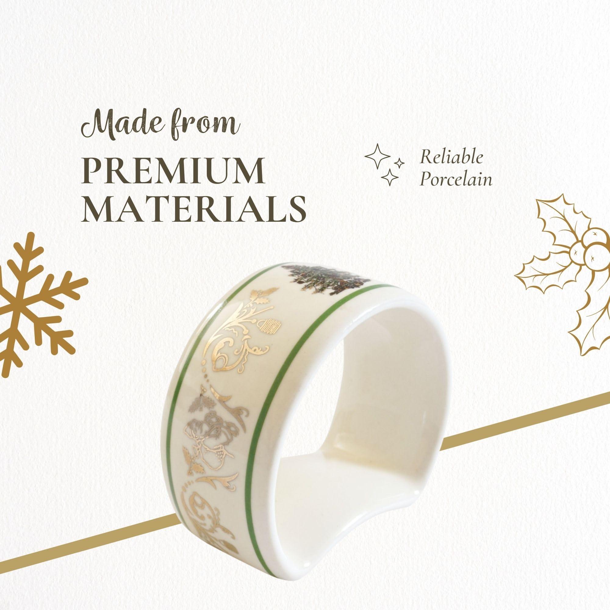 Spode Spode Christmas Tree Gold 2.75\" Napkin Ring (Set of 4) - Elegant 22K Gold Accented Holiday Napkin Rings, Fine Porcelain Christmas Table Setting Dcor - Ideal for Holiday Dinnerware & Festive Gifting