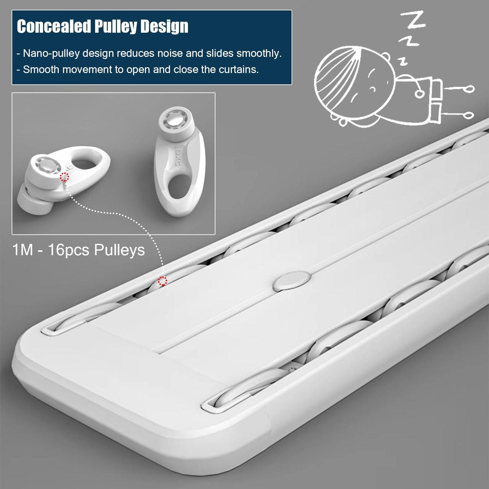 LSMKKA Track for Curtains on Ceiling, Bedroom Office Hospital Curtain Tracking System Ceiling Mount Drapes Rod/ Bars/ Double Rail 16 63 102 118 252 440 600 Inches Metal Room Dividers White ( Color : White ,