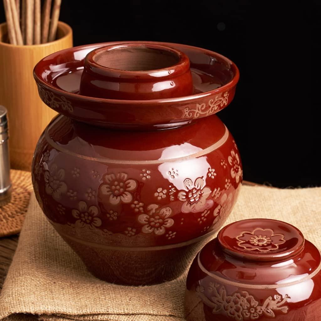 TUOENO Large Pickle Jar Fermenting Jar Chinese Fermentation Crock Fermentation Tank with Water Seal Lid for Pickling Kimchi Sauerkraut Honey Container, Food Serving Storage (Size : 6kg)