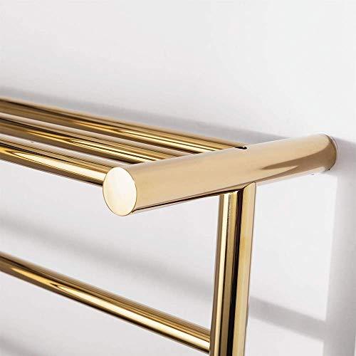 HAPPLiGNLY HAPPLiGNLY Towel Warmer, Stainless Steel Heated Towel Rail Radiator Wall-Mounted Electric Towel Rack with Shelf, for Bathroom, Gold, 3 Bars,Hardwire (HardWire)