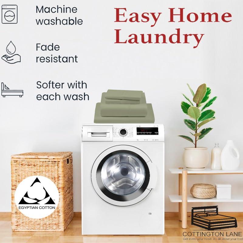 Cottington Lane Sleeper Sofa Fitted Sheet Queen Size - 100% Egyptian Cotton - 6 Inch Deep Fitted Queen Size Sleeper Sofa Sheets - Sofa Sleeper Fitted Sheet Only, Queen Sofa Bed/Pullout Couch Bottom Sheet(Sage)