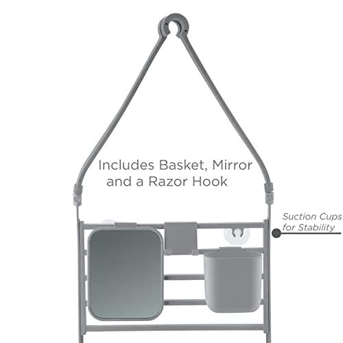 Bath Bliss Bath Bliss Deluxe Flex Adjustable Shower Caddy | 2 Hanging Options | Customizable Accessories | Bathroom Storage | Grey