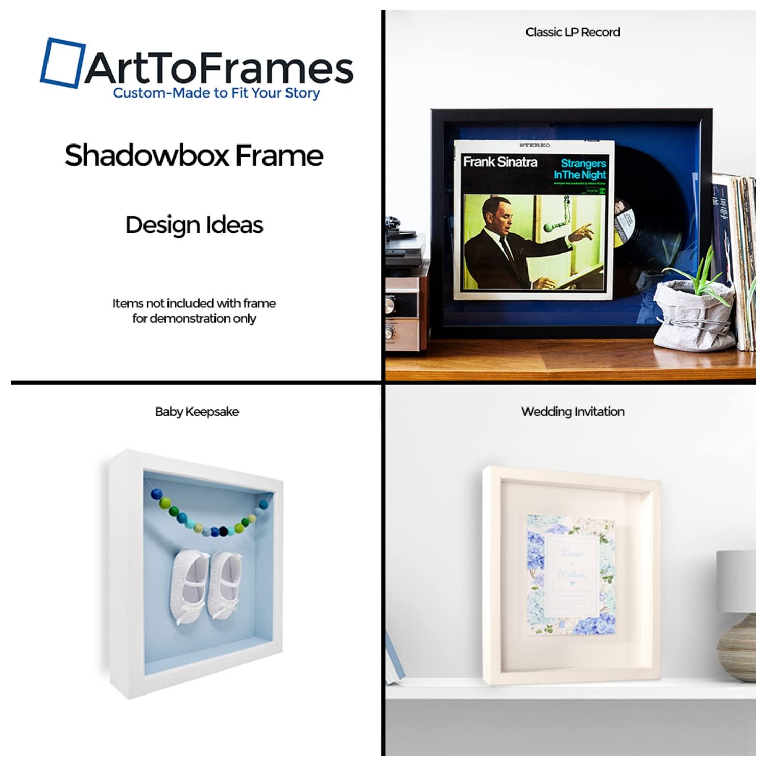 ArtToFrames ArtToFrames 20 x 28 Inch Shadow Box Picture Frame, with a Satin White 1\'\' Shadowbox Frame and TV Grey Mat
