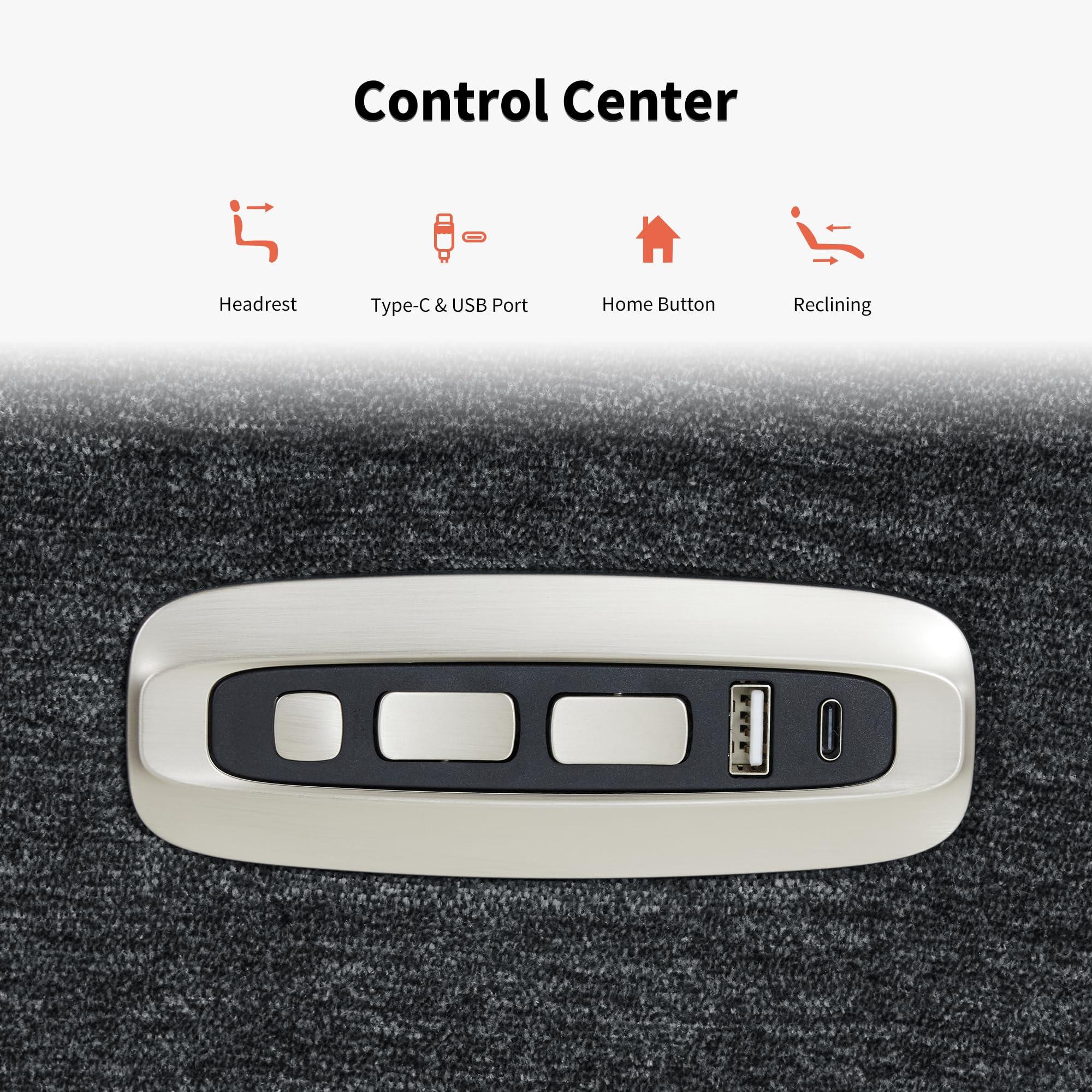 MCombo MCombo 60.2" Wall Hugger Power Reclining Loveseat Sofa with Adjustable Headrest, RV Recliner Loveseat with USB and Type C Charge Ports for Small Spaces 6924 (Dark Grey)