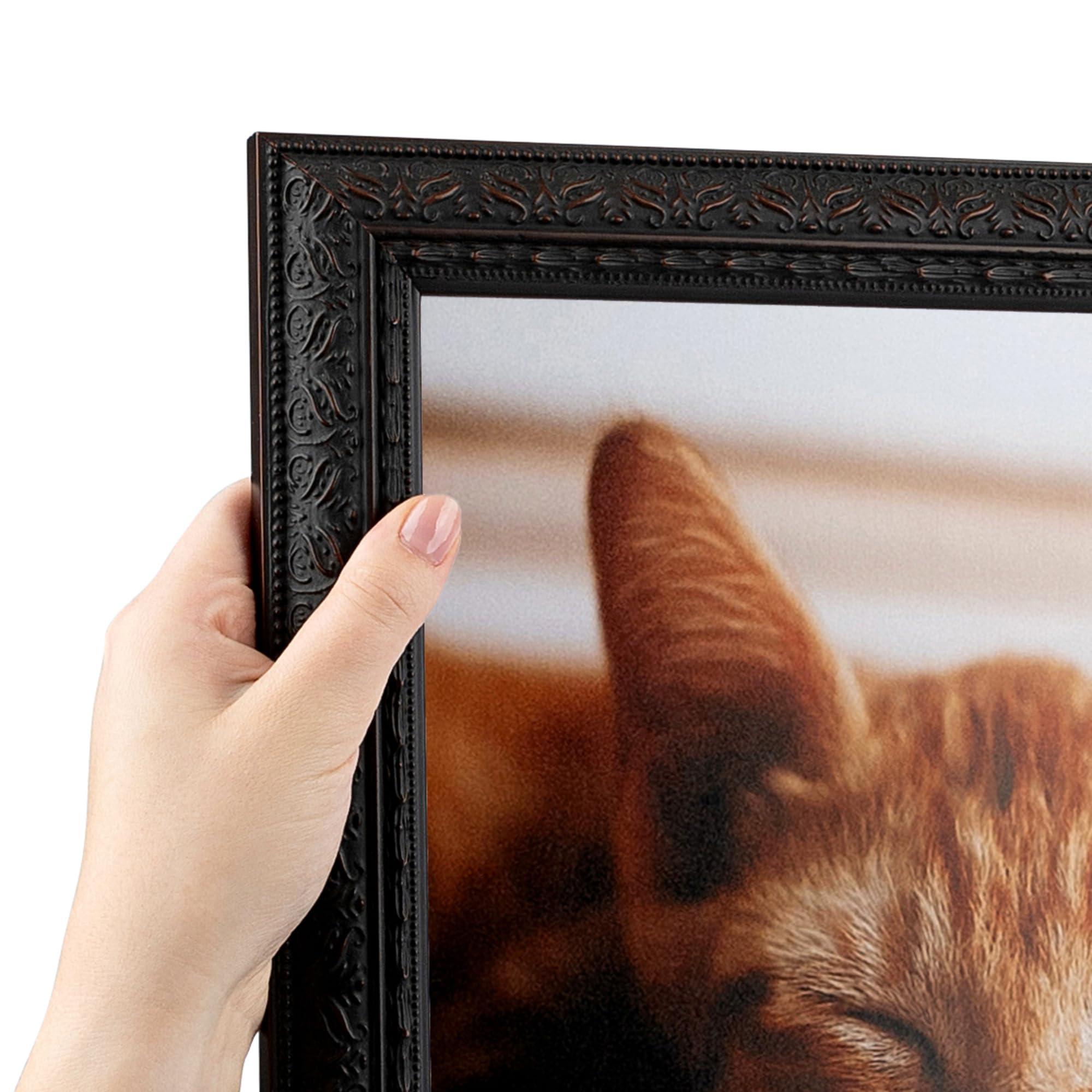 ArtToFrames ArtToFrames 30x45 CM / 11.81x17.72 INCH Brown Picture Frame, This 1.50 Inch Custom Wood Poster Frame is Plum Victorian Emboss - Comes with Regular Glass and Corrugated Backing (CMWOMOMA76267-30x45)