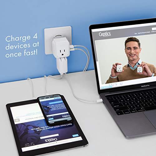 Ceptics Ceptics Israel, Jordan Power Plug Adapter Travel, 20W PD & QC, Safe Dual USB & USB-C 3.1A -2 USA Socket - Use in Jerusalem, Palestine, UAE - Includes Type H, Type C, Type G Swadapt Attachments