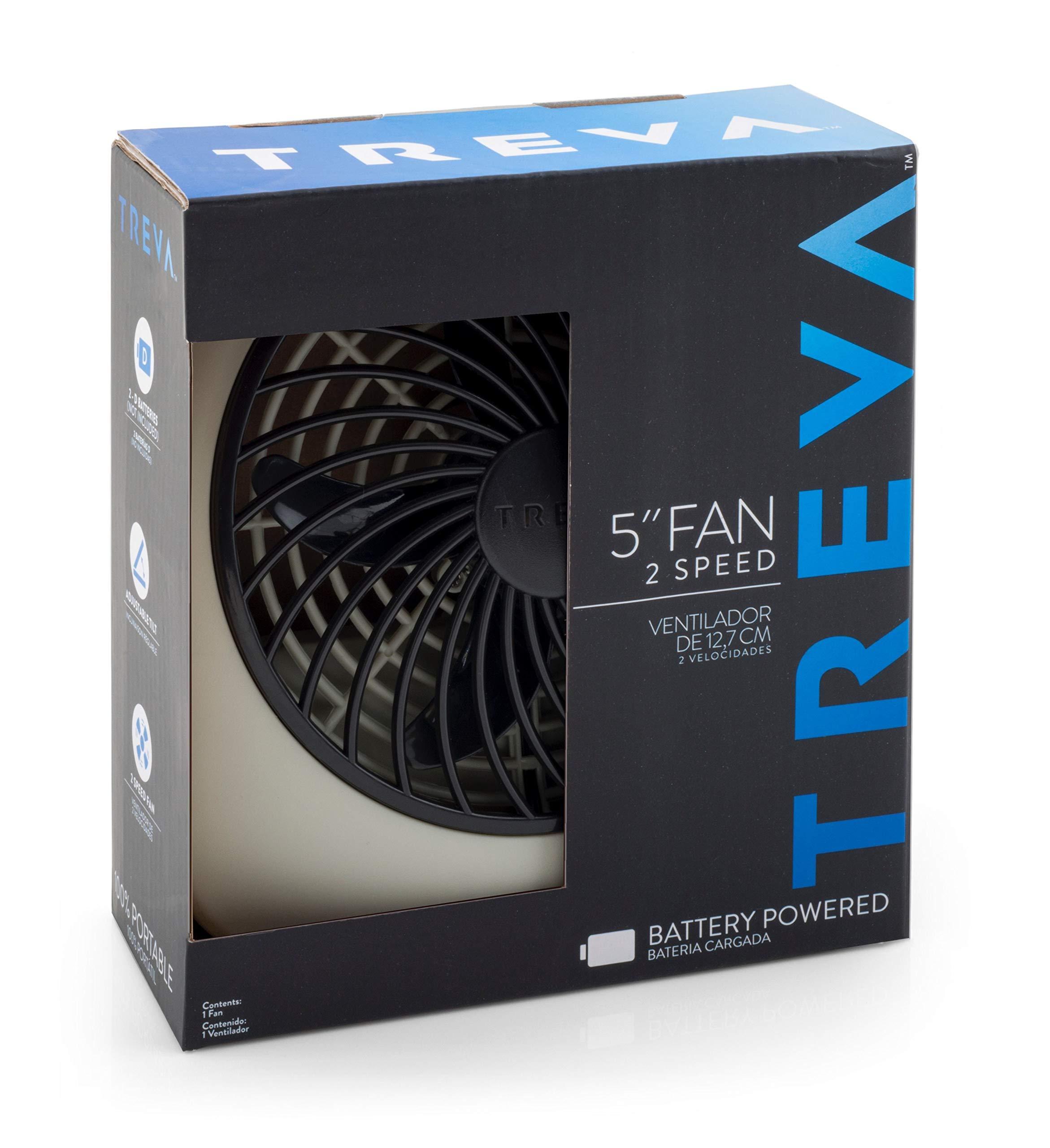 O2COOL O2COOL Treva 5 Inch Battery Powered Fan Portable Desk Fan 2 Cooling Speeds with Compact Folding & Tilt Design Cubicle Accessories Small Portable (Grey)