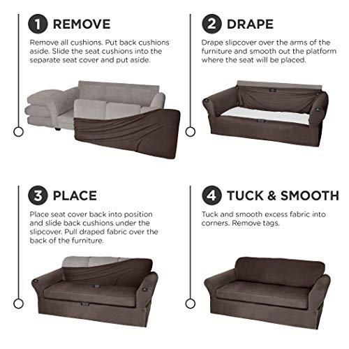MAYTEX MAYTEX Pixel Ultra Soft Stretch 2 Piece Furniture Cover Loveseat Slipcover, Chocolate
