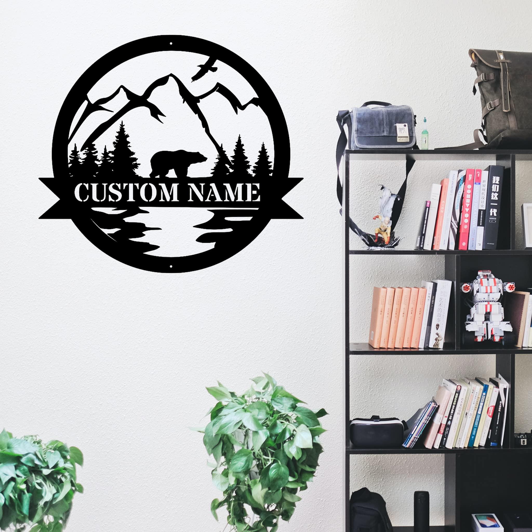 Politesers Custom Bear Metal Wall Sign - Personalized Bear Metal Wall Art - Bear Metal Wall Decor - Bear Name Signs - Personalized Bear Cabin Sign - Bear Lover's Gifts