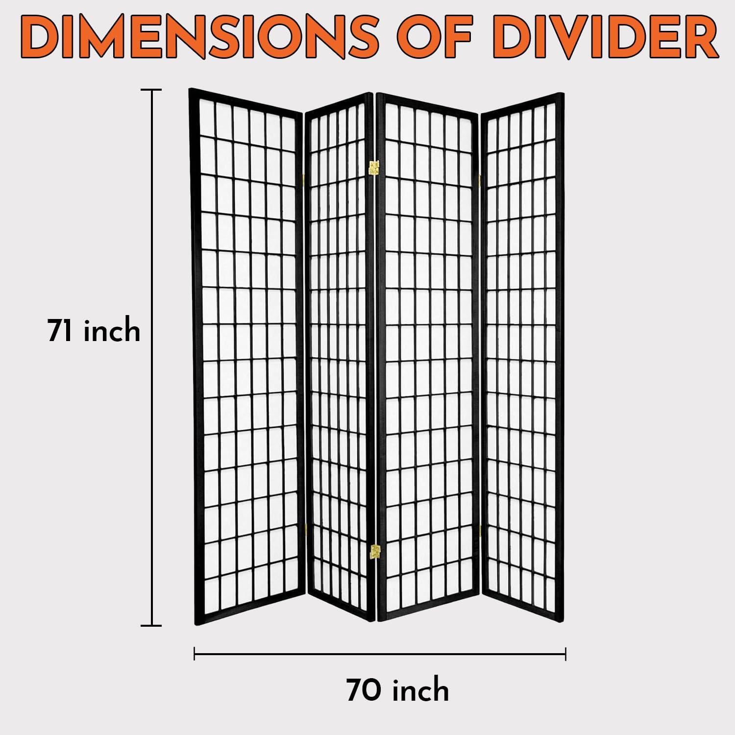 Legacy Decor Legacy Decor 4 Panels Room Divider - Portable & Foldable Freestanding Room Privacy Screen - 6ft Tall Shoji Style Dressing Screen - Temporary Wall Partition for Home, Office & Studio - Black