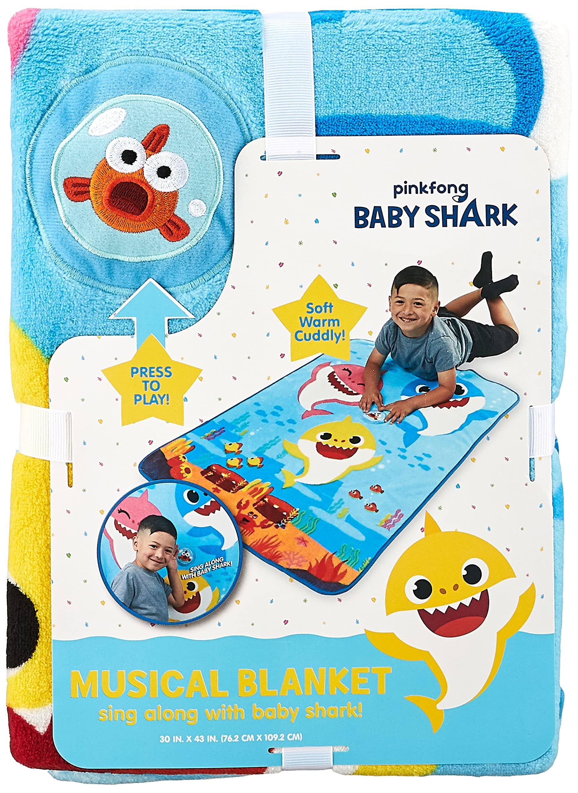 Baby Shark Baby Shark Musical Warm, Plush, Throw Blanket That Plays The Baby Shark Theme Song - Extra Cozy and Comfy for Your Toddler